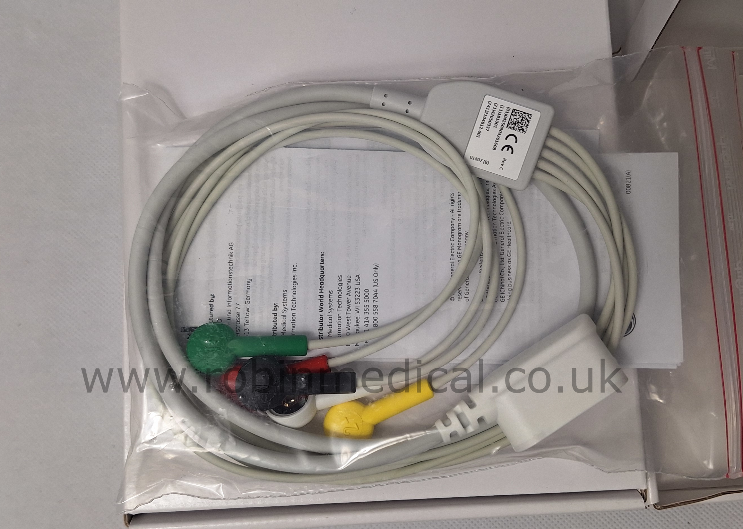 GE ECG Cable for SEER 1000, 5 Lead, 105CM IEC Color Code Open Box Cable