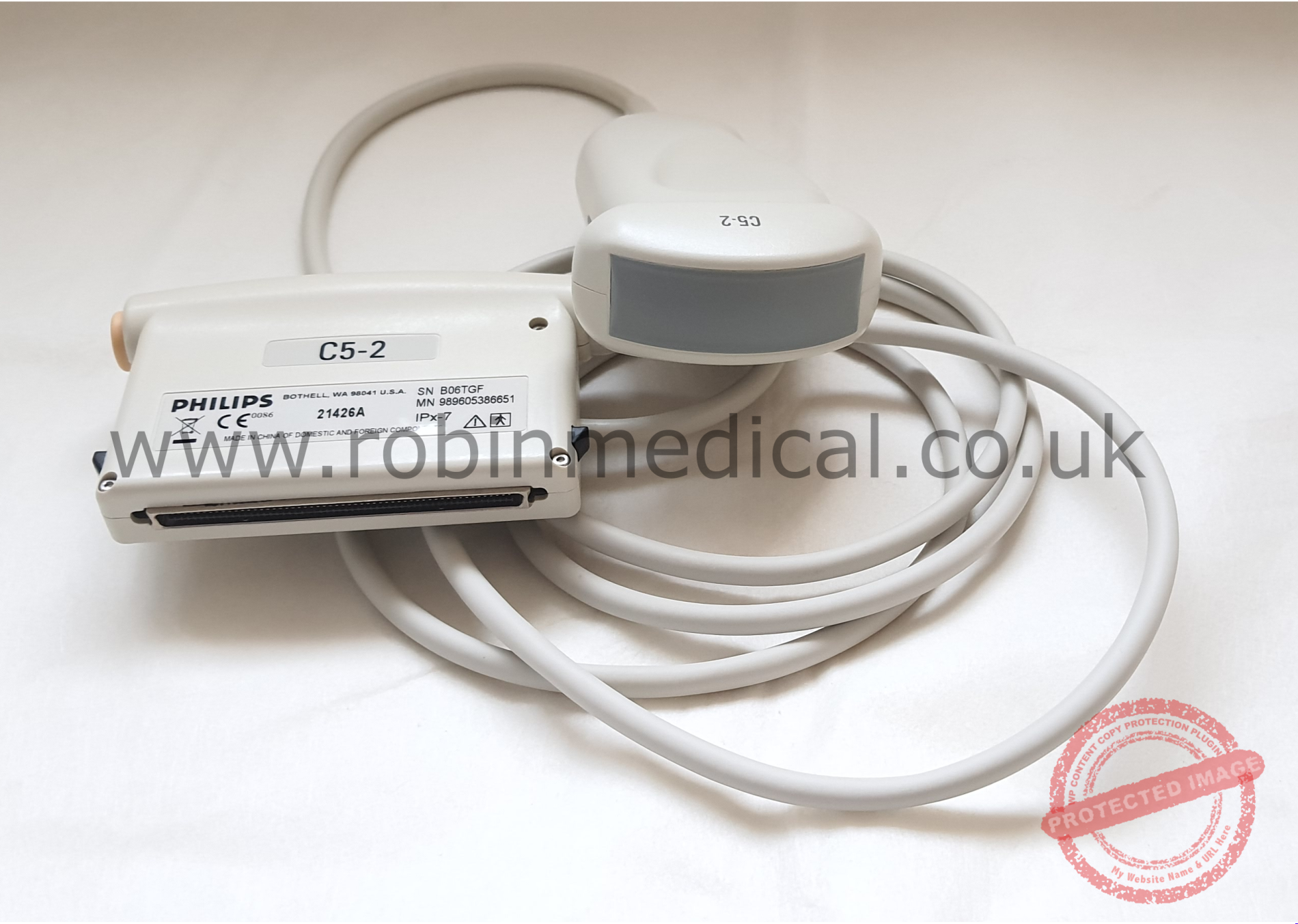 Philips C5-2 Curved Array Ultrasound Probe 21426A MN:989605386651 - Image 2